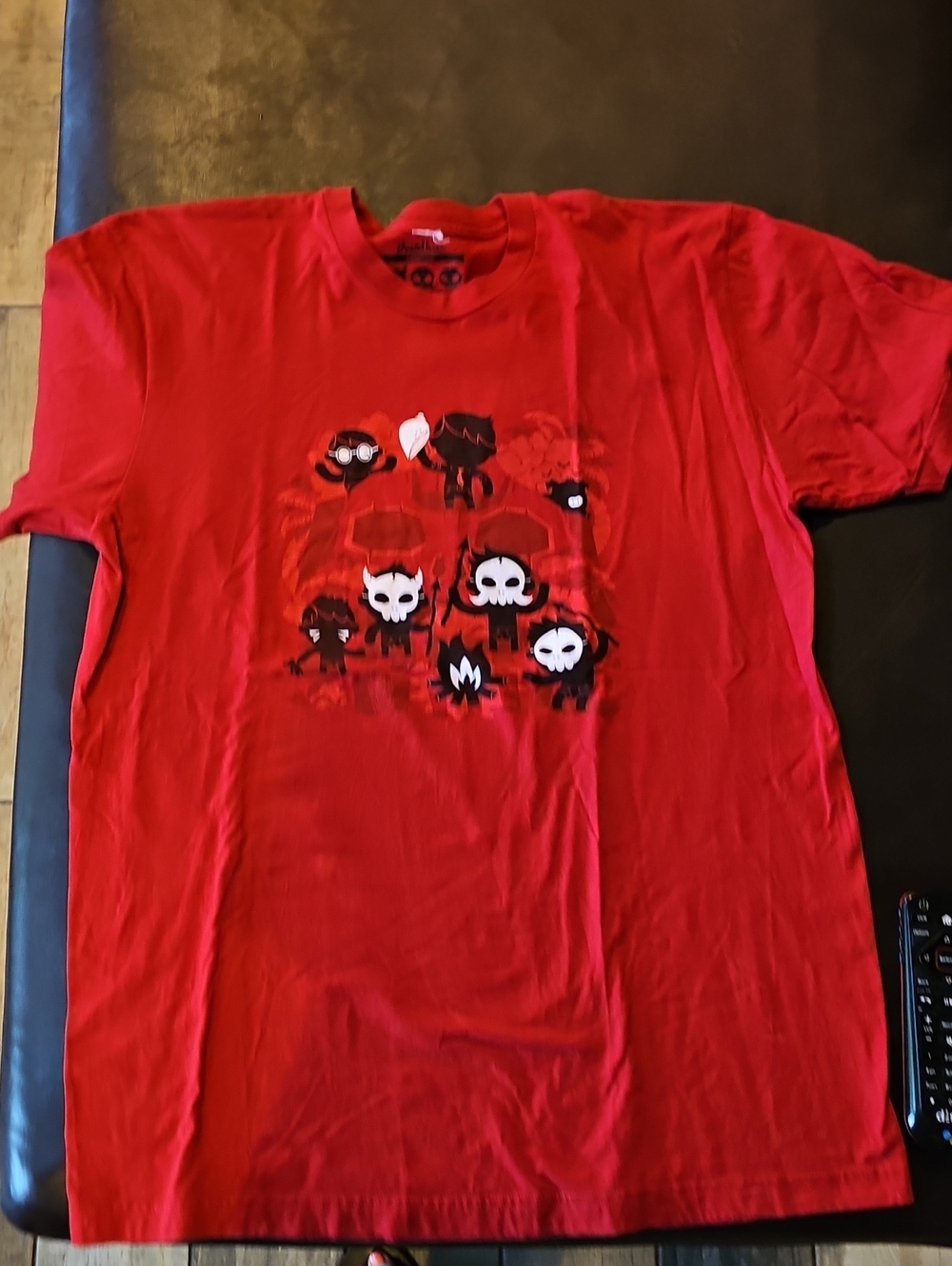 Lord Of The Flies Threadless Red Graphic Tee with Character Skull Design